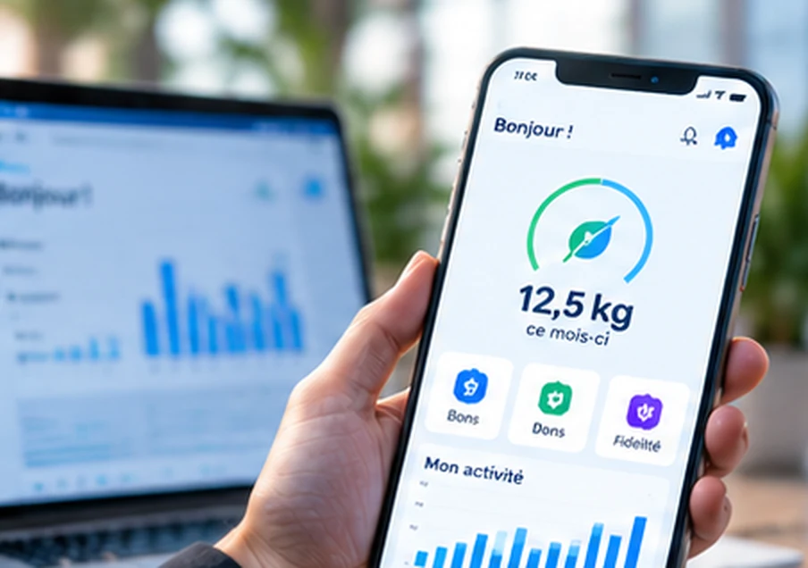 Application AVAED affichant les kilos recyclés du mois