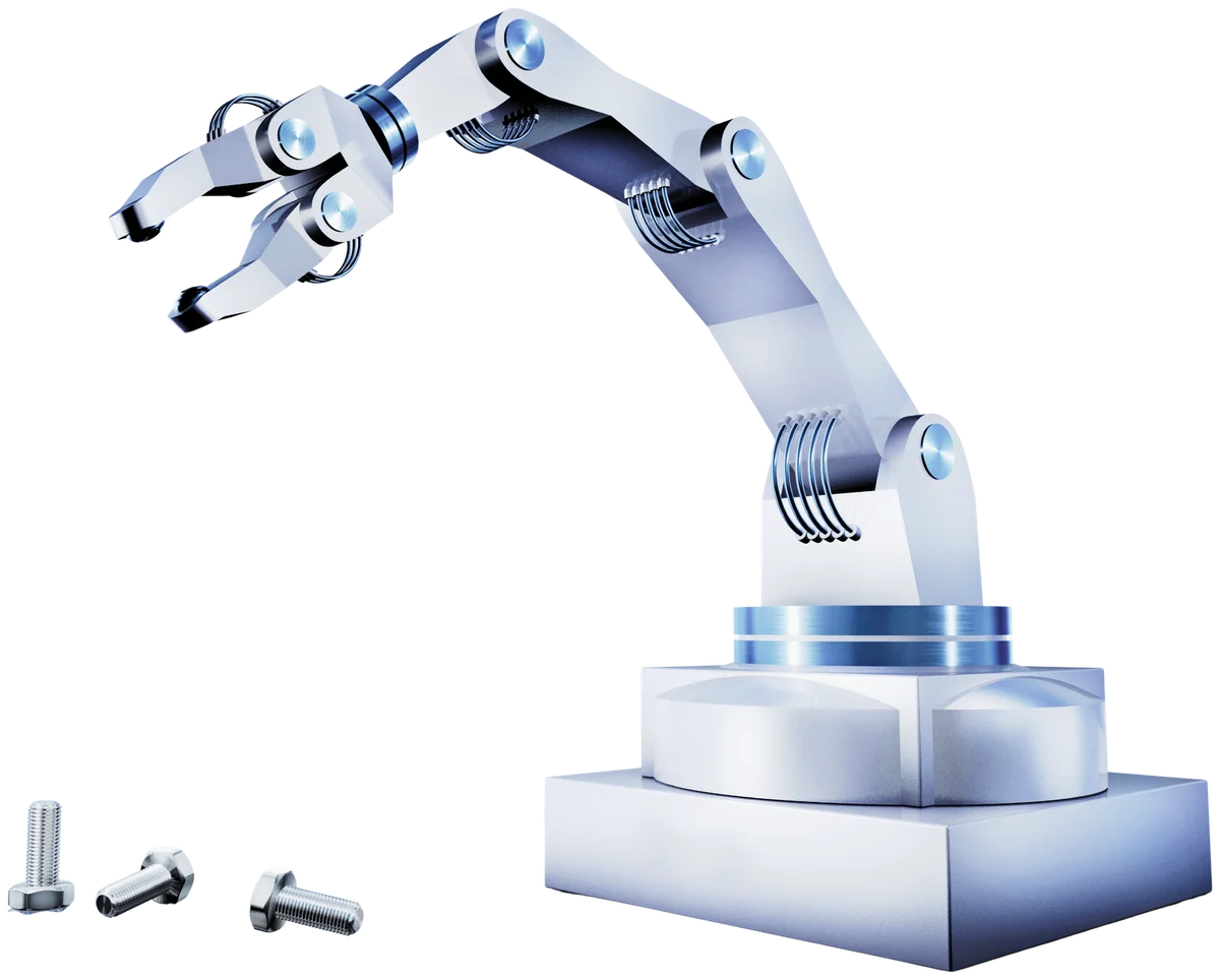 Bras robotisé industriel sur son socle