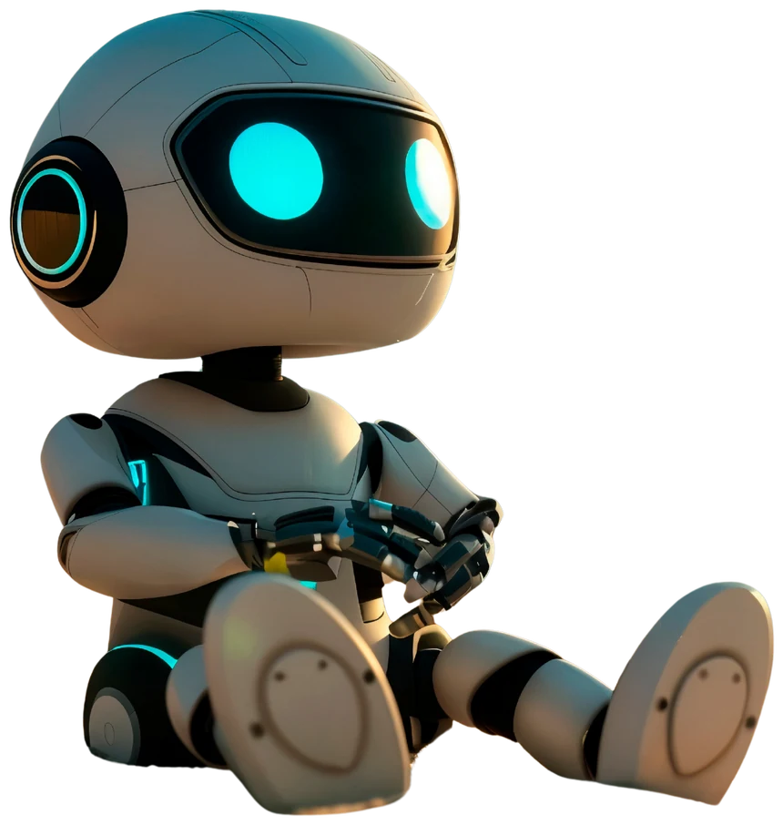 Petit robot mascotte AVAED assis